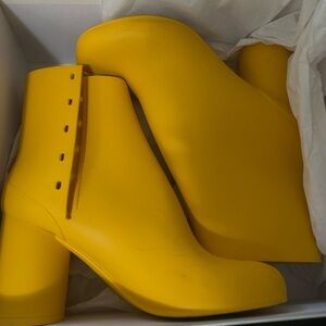 Maison Martin Margiela Yellow Block Heel Ankle Boots